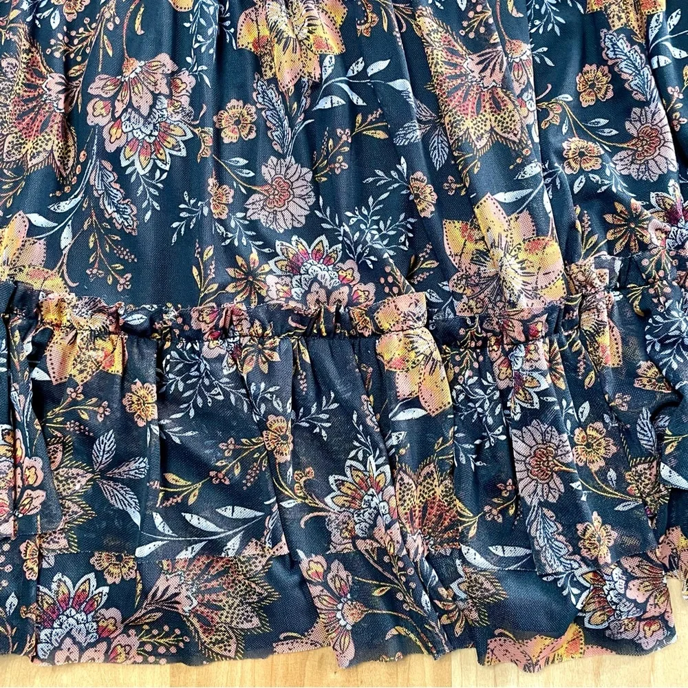 Evereve Women’s Large Tinslee Mesh Boho Floral Mini Skirt Spring